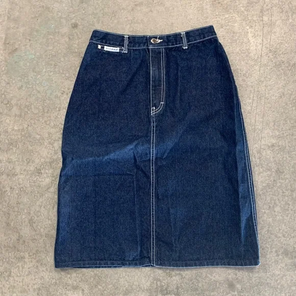 Vintage 80s Gitano Dark Denim Long Midi Jean Pencil Skirt M - Picture 4 of 11